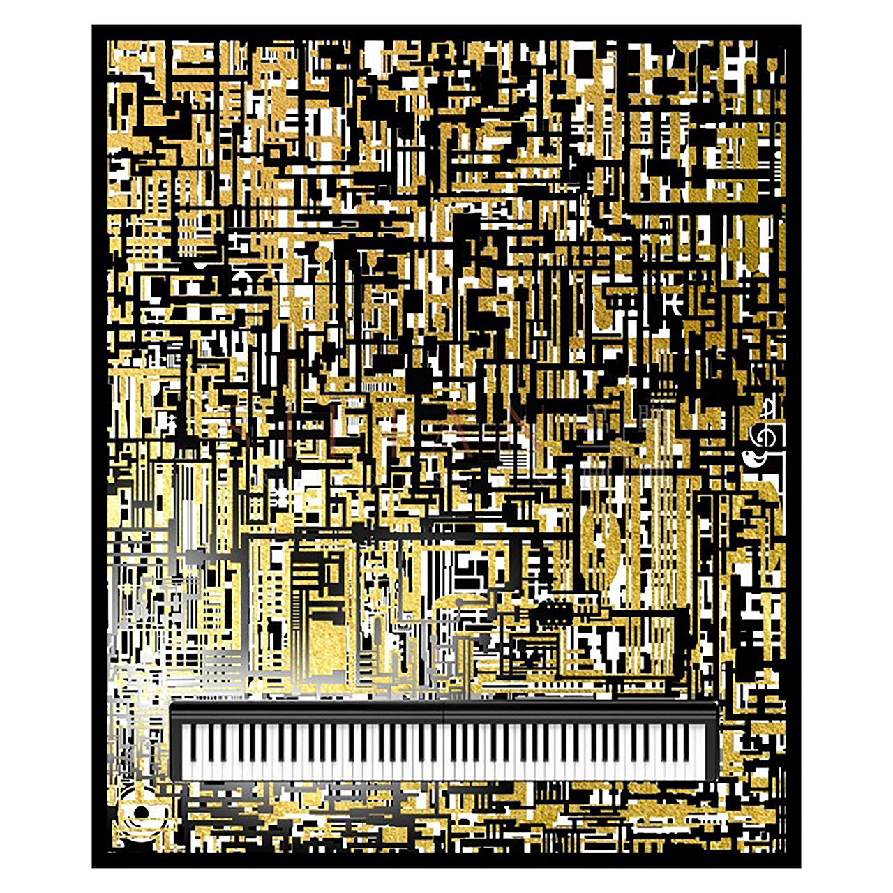 Wall art Piano Wibi (Black/gold)