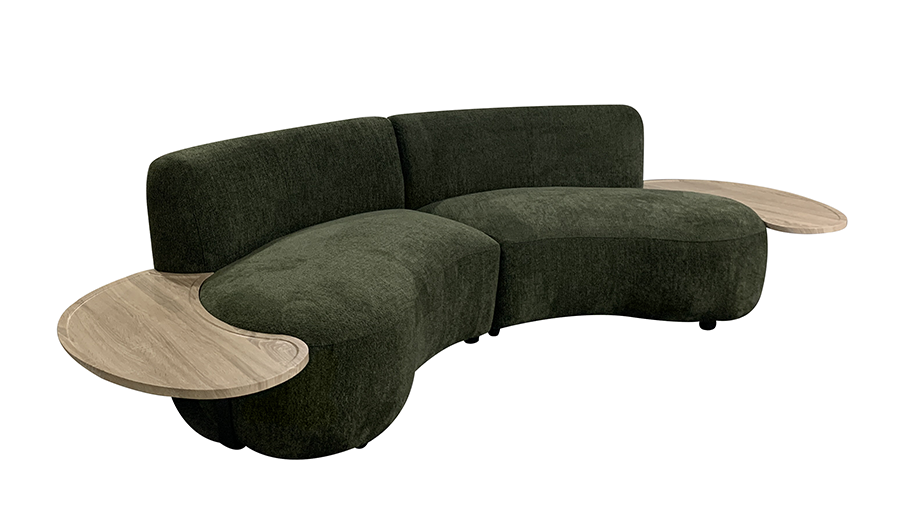 Sofa Blister Stof groen+ Wood Table