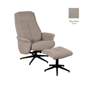 Fauteuil Bergen - Taupe - Micro Suede - Incl. Ottoman