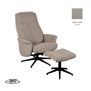 Fauteuil Bergen - Taupe - Micro Suede - Incl. Ottoman