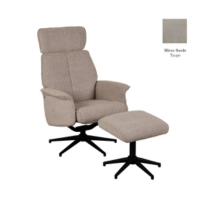 Fauteuil Verdal - Taupe - Micro Suede - Incl. Ottoman