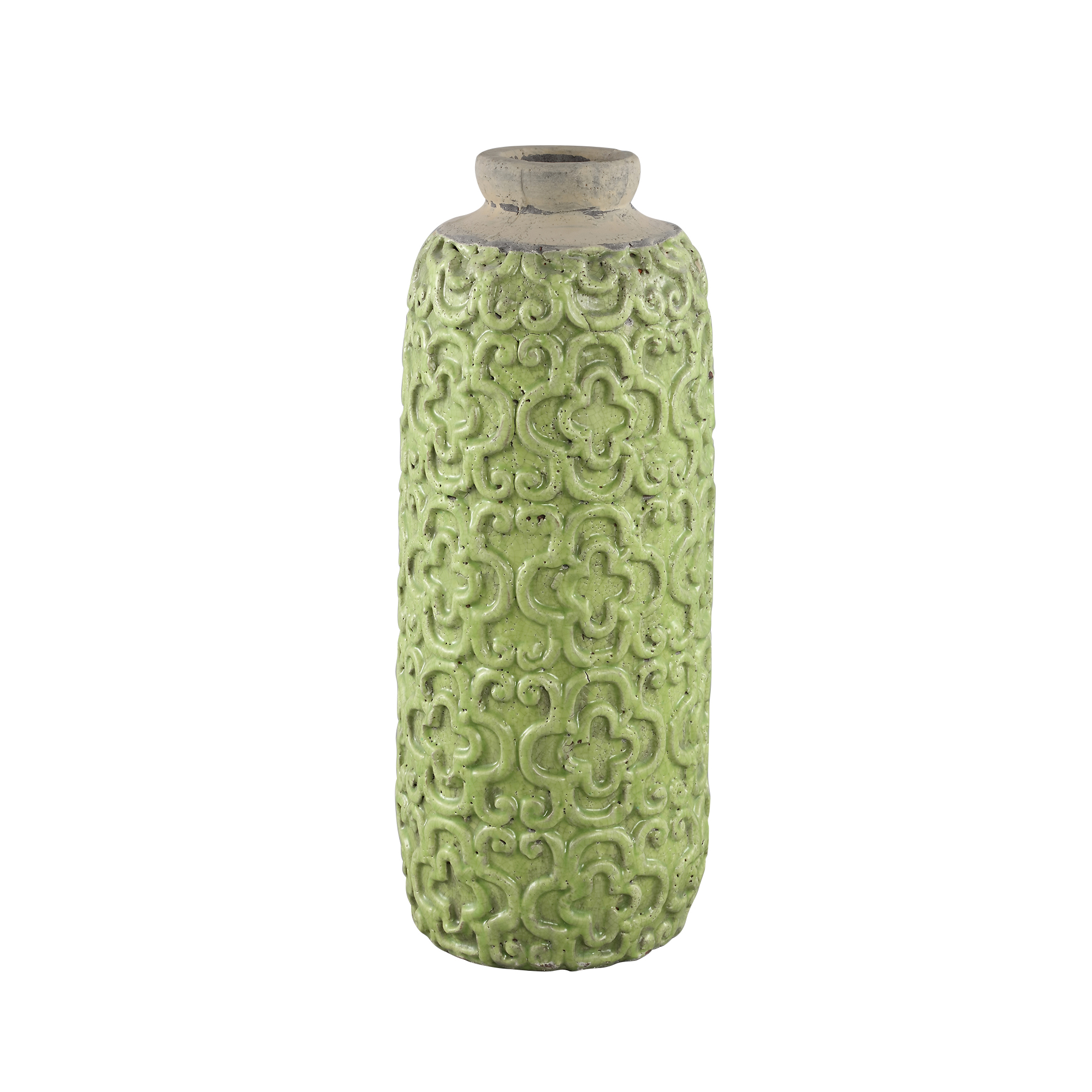 Timme Green Ceramic Anqitue Bottle Pot Round l