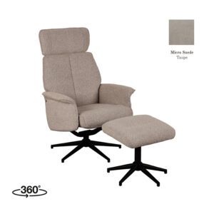 Fauteuil Verdal - Taupe - Micro Suede - Incl. Ottoman