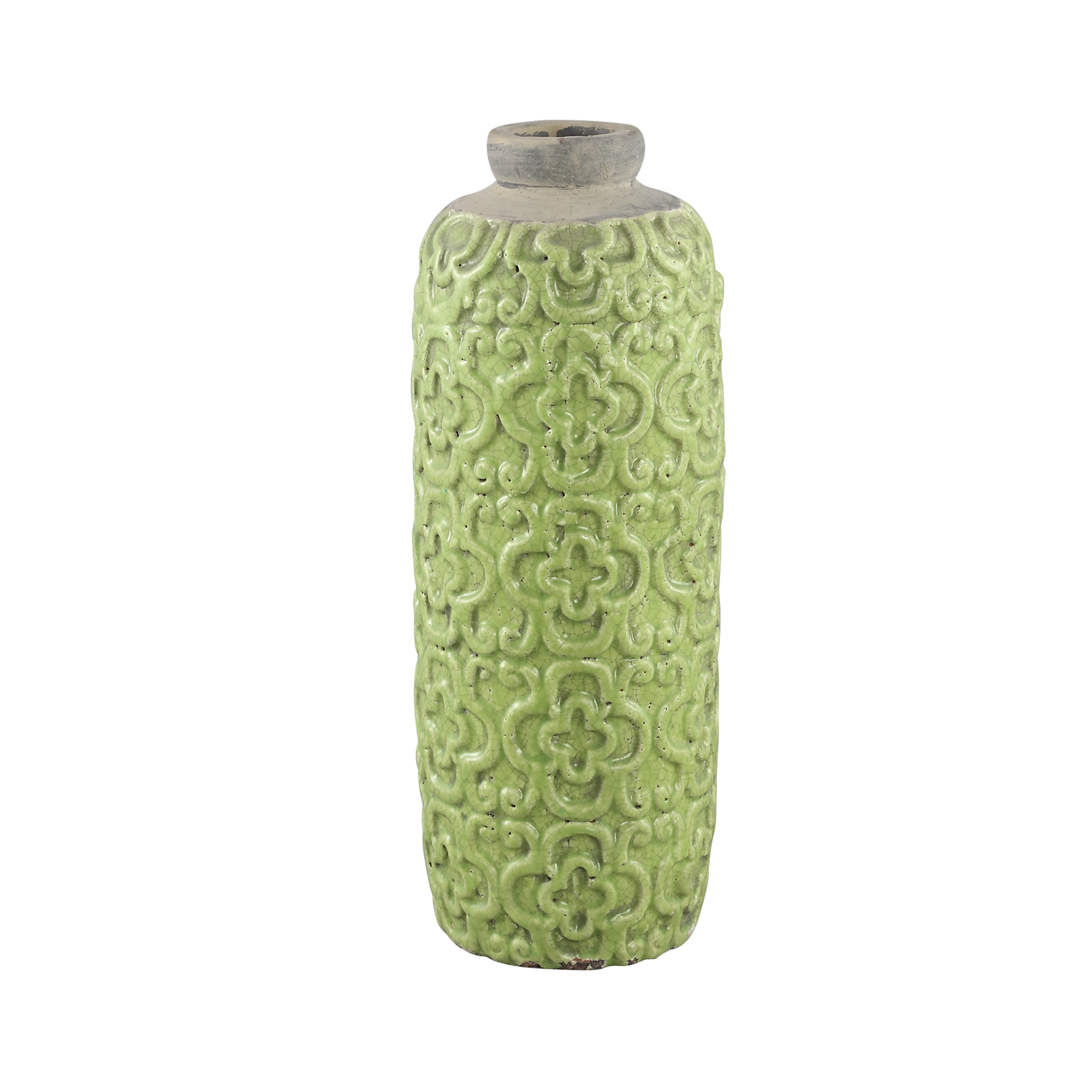 Timme Green Ceramic Anqitue Bottle Pot Round M