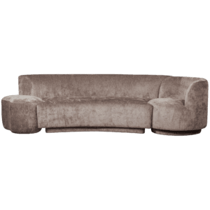 COMBI-POPULAR: BANKJE + FAUTEUIL + POEF TAUPE