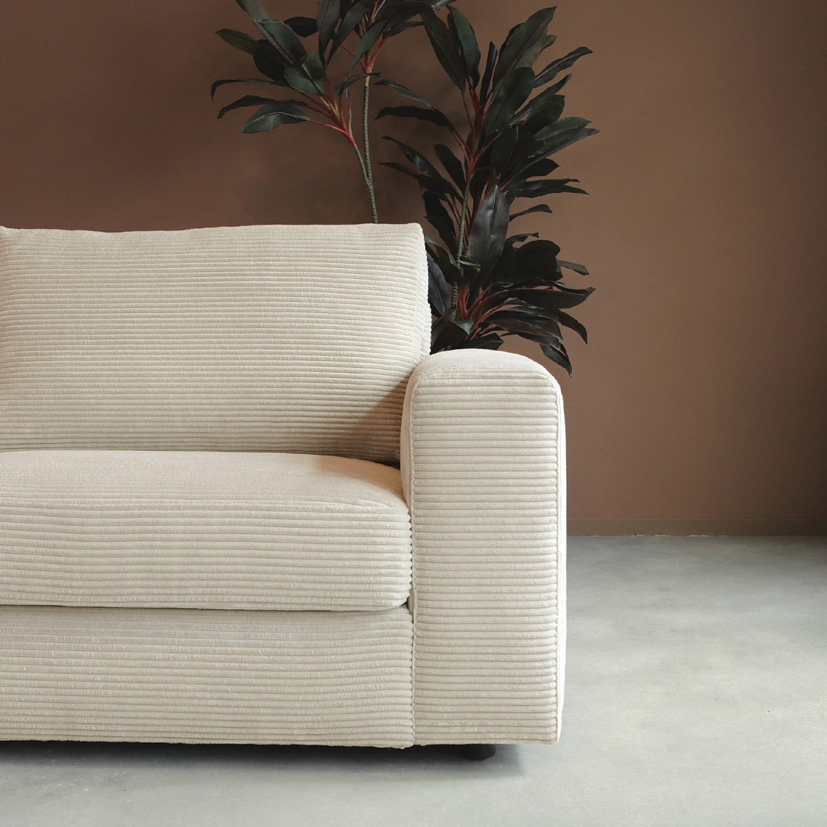 Hoekbank Uno Links Rib Beige