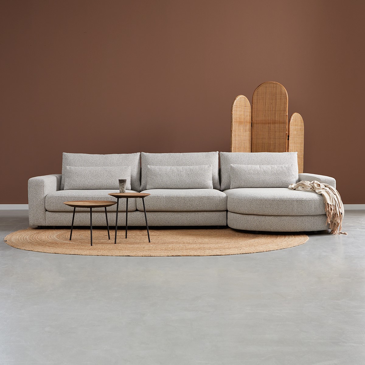 Loungebank Como Rechts Grijs 