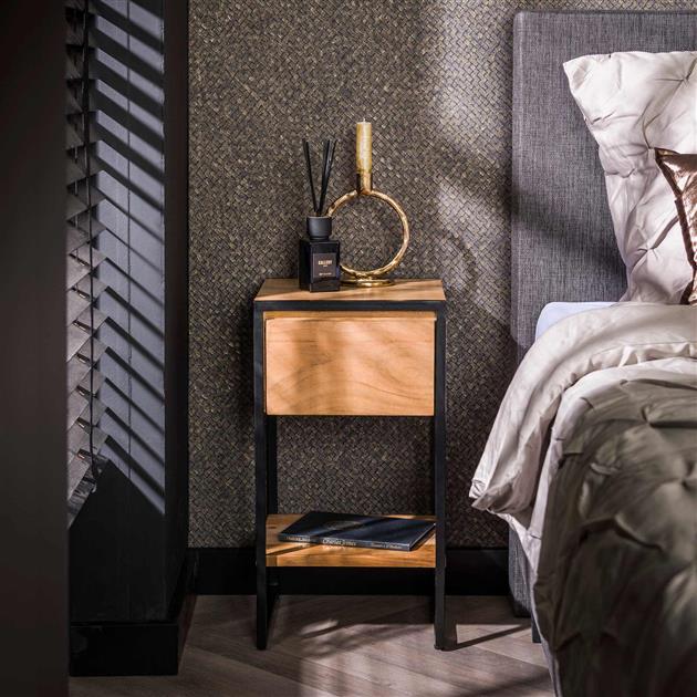 Nachtkastje 1L XS straight wood / Massief acacia naturel
