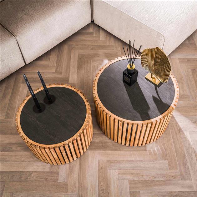 Salontafel set/2 slate round / Leisteen