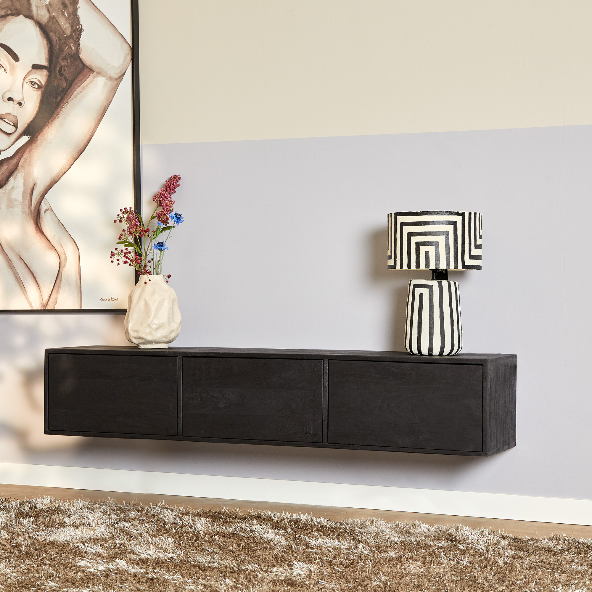 Zwevend tv meubel Vision Black  160 cm