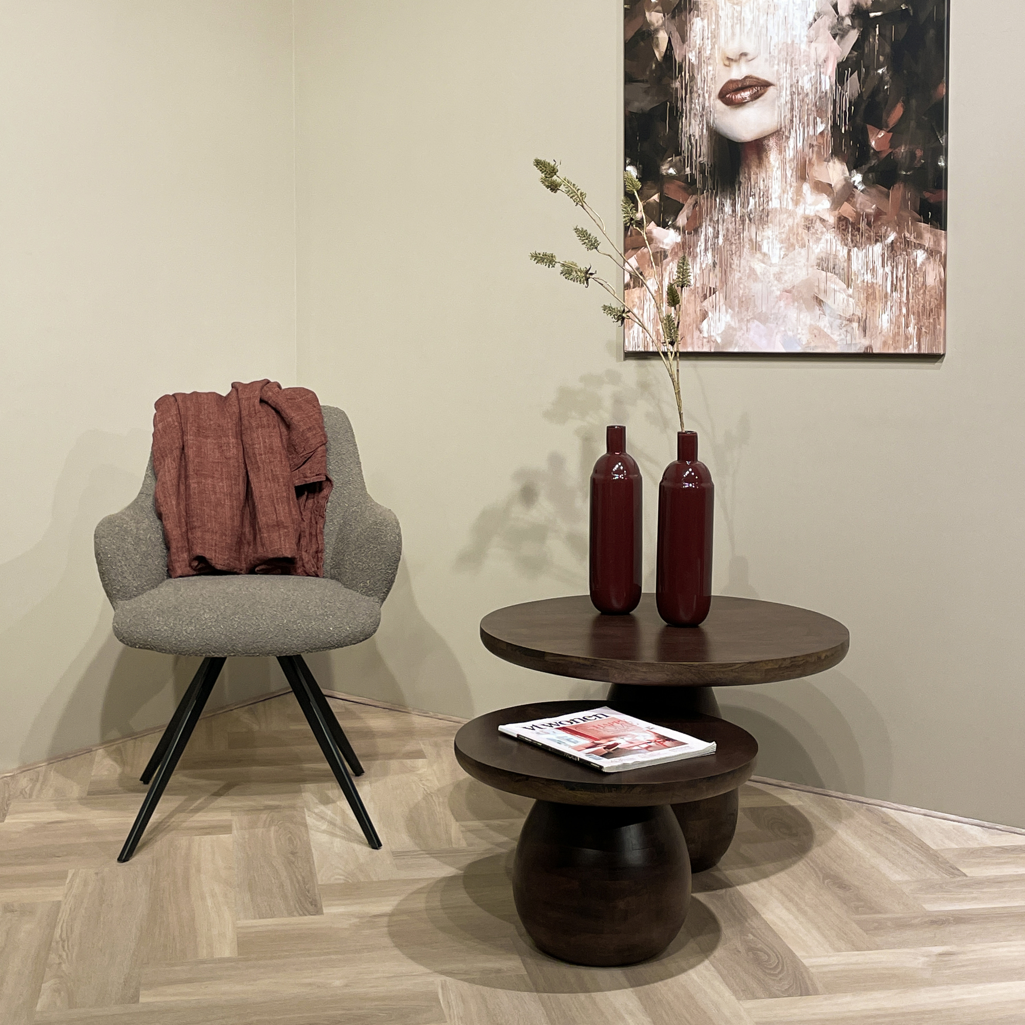 Eetkamerstoel Doreen Boucle Brown Draaibaar