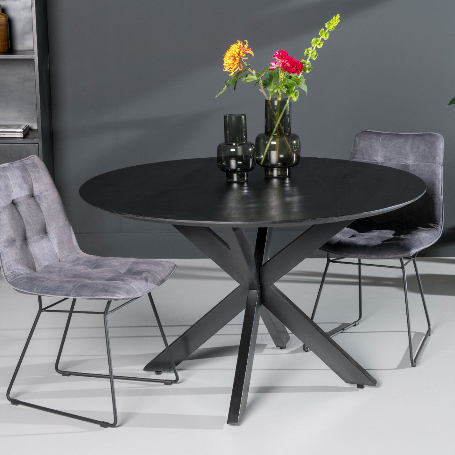 Eettafel Oslo Acacia Round 120 cm Zwart