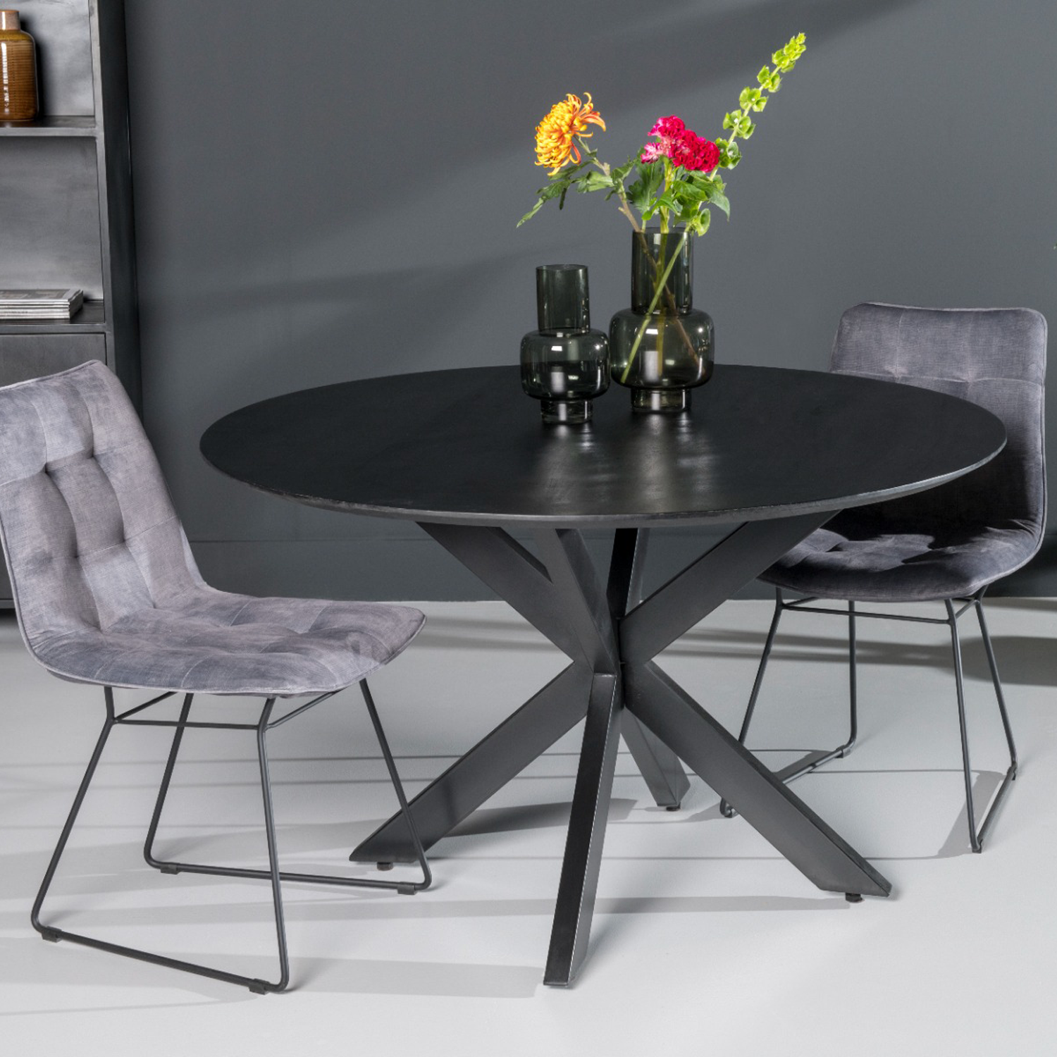Eettafel Oslo Acacia Round 130 cm Zwart