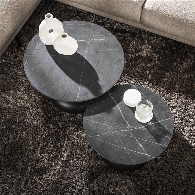 Salontafel set/2 drop shape / 3D zwart bruin