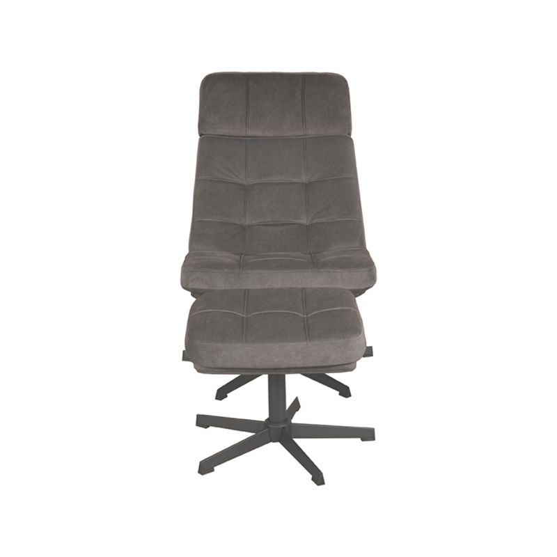 Fauteuil Alvar - Antraciet - Cosmo - Incl. Ottoman