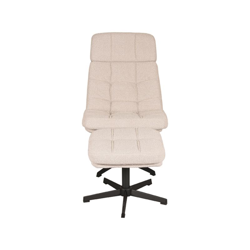 Fauteuil Alvar - Naturel - Boucle - Incl. Ottoman