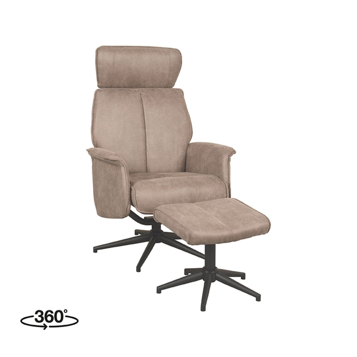 Fauteuil Verdal - Taupe - Micro Suede - Incl. Ottoman