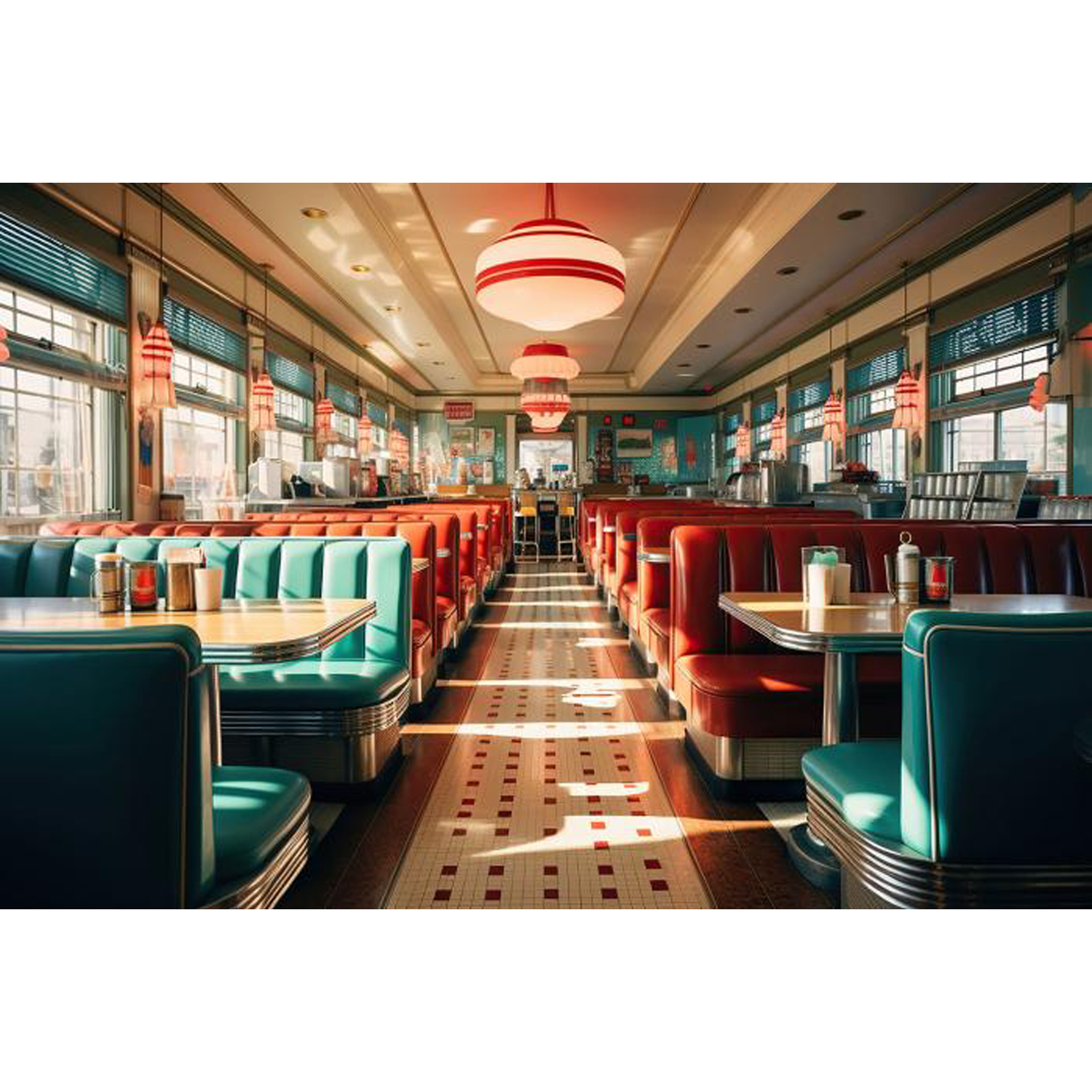 Glasschilderij 50's diner 120x80 cm