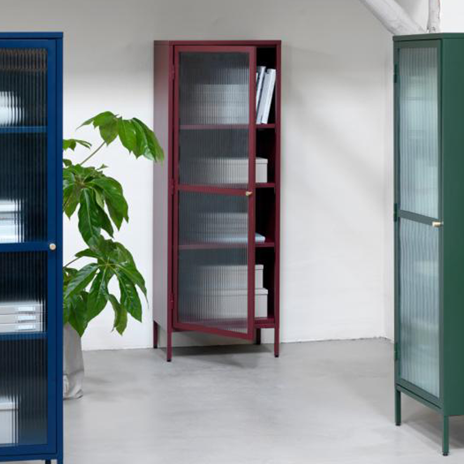 Vitrinekast Bronco Wijnrood H160 cm