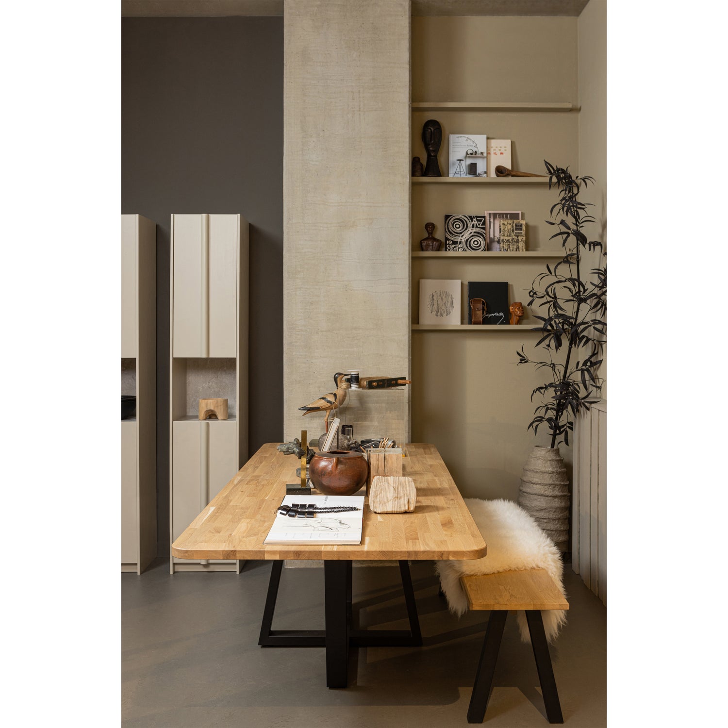 Basu Smalle Kast 40cm Grenen Dust Incl Concrete Decor [fsc]