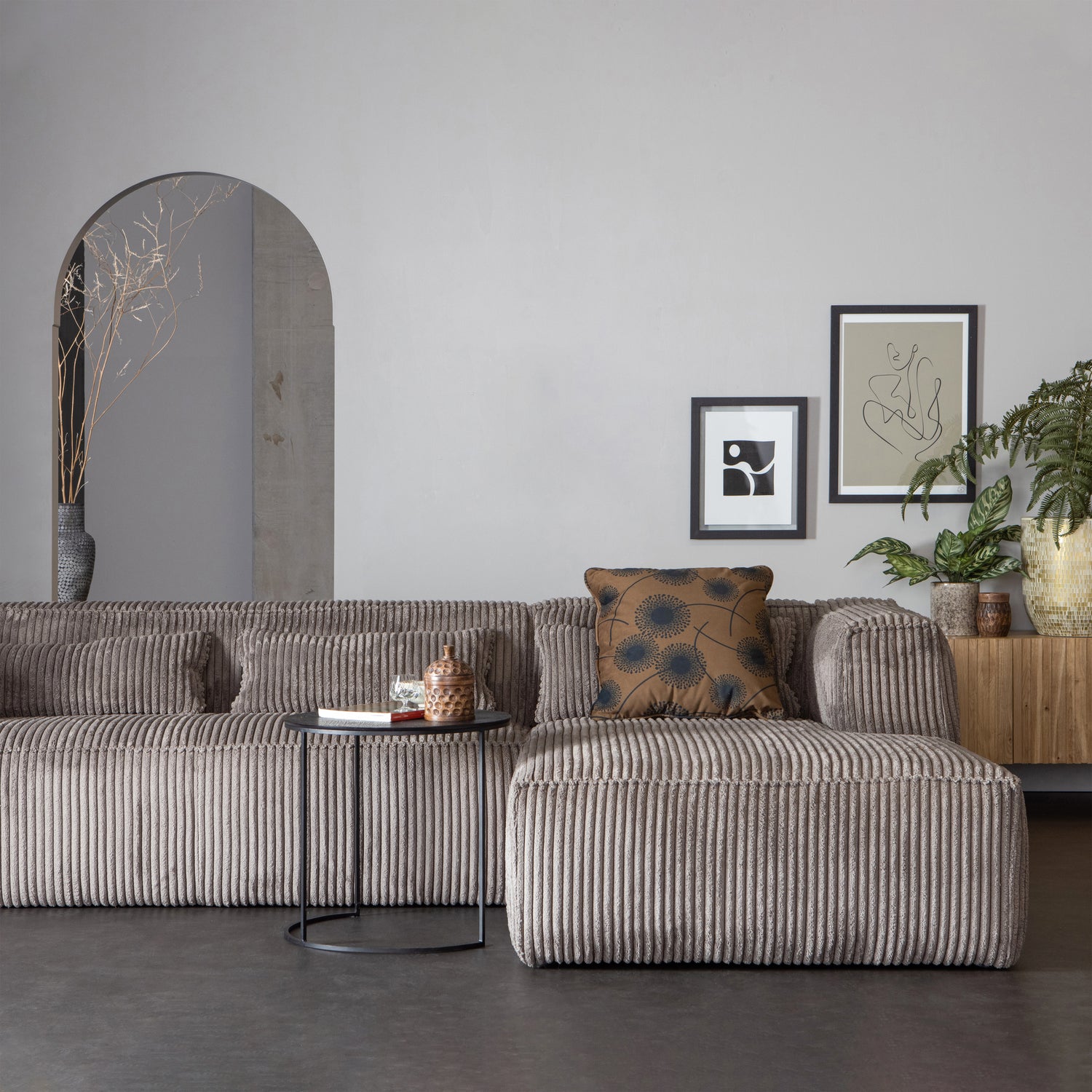 Bean Hoekbank Rechts Grove Ribstof Terrazzo