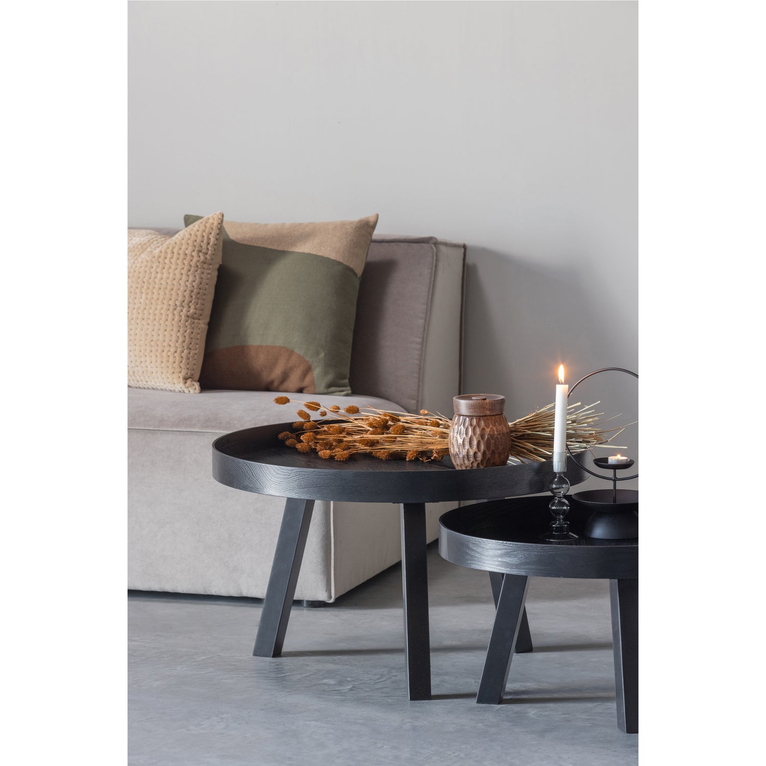 Beira Bijzettafel Hout Zwart 35xØ76