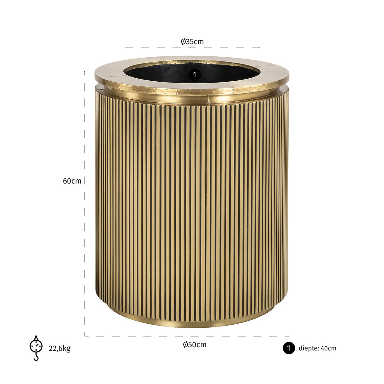 Bloempot Ironville 50Ø (Brushed Gold)
