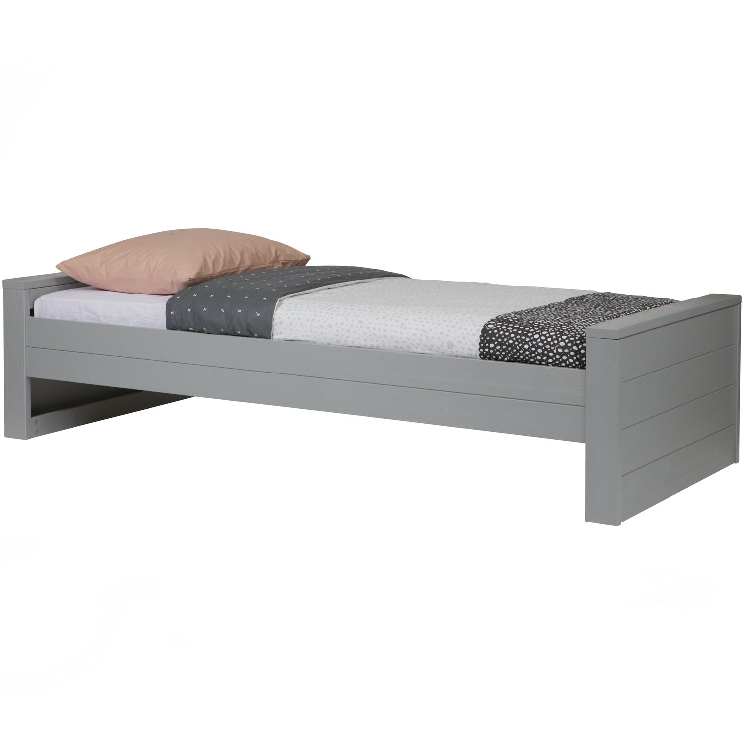 Dennis Bed 90x200 Cm Grenen Betongrijs Geborsteld (excl lade)