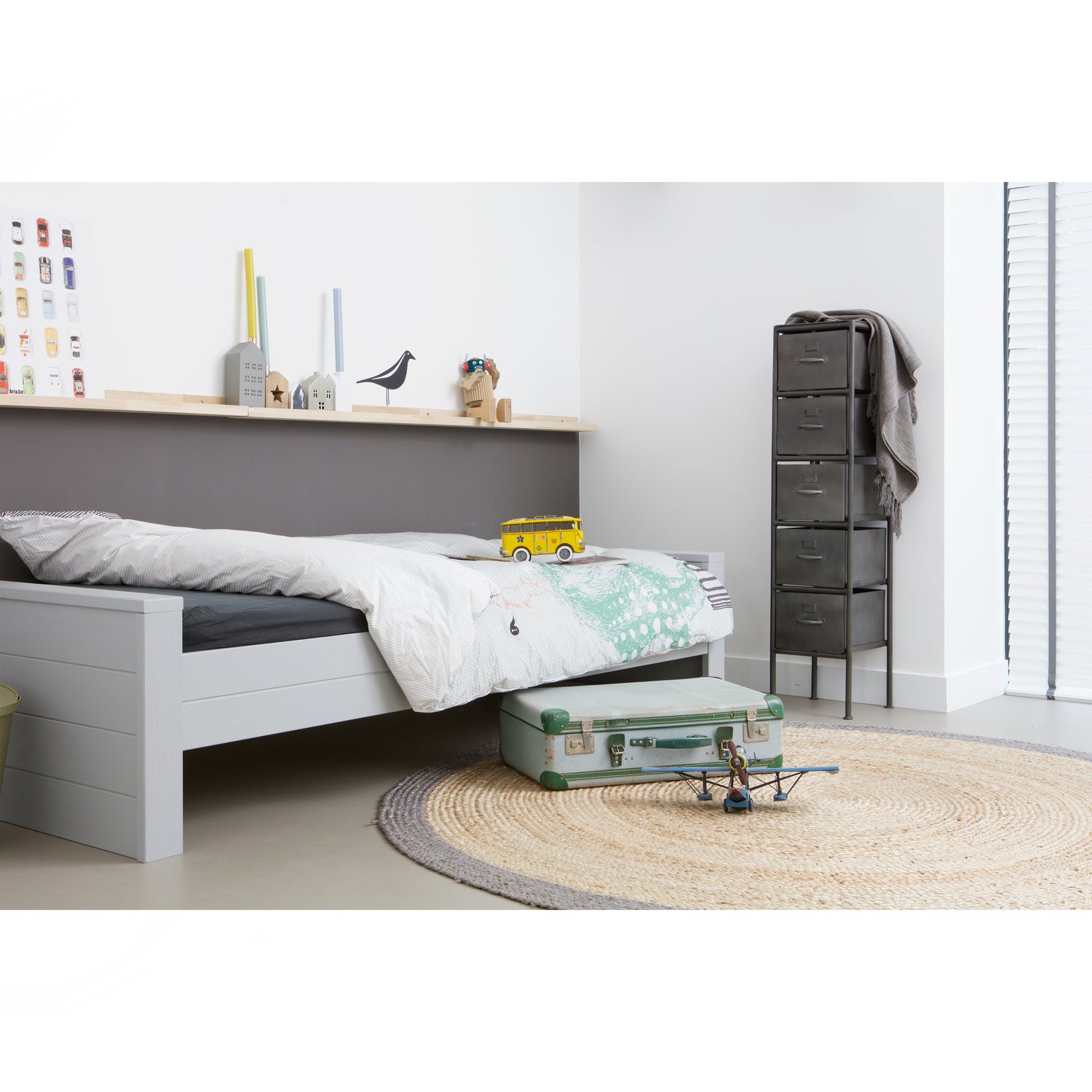 Dennis Bed 90x200 Cm Grenen Betongrijs Geborsteld (excl lade)