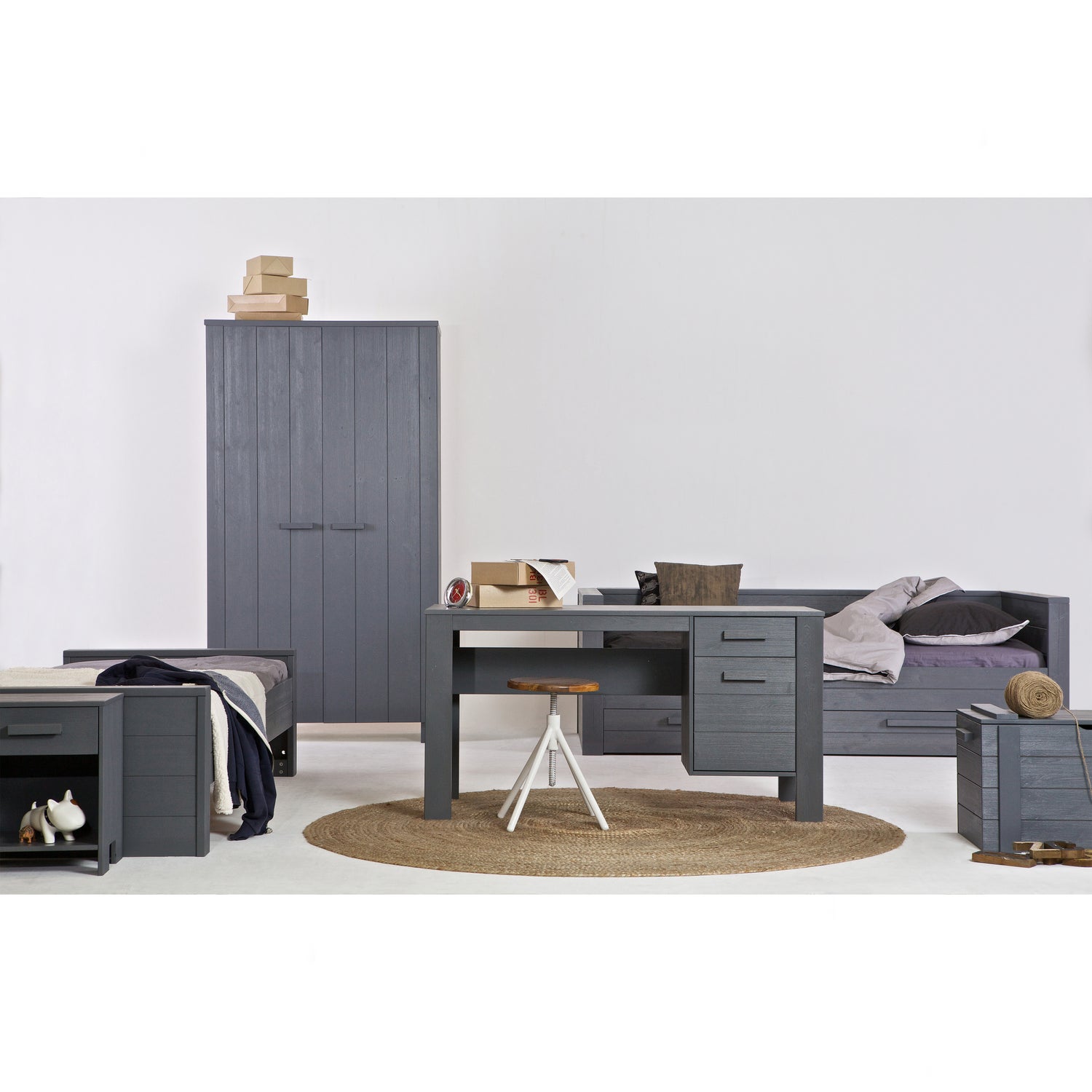 Dennis Bureau Grenen Steel Grey Geborsteld [fsc]