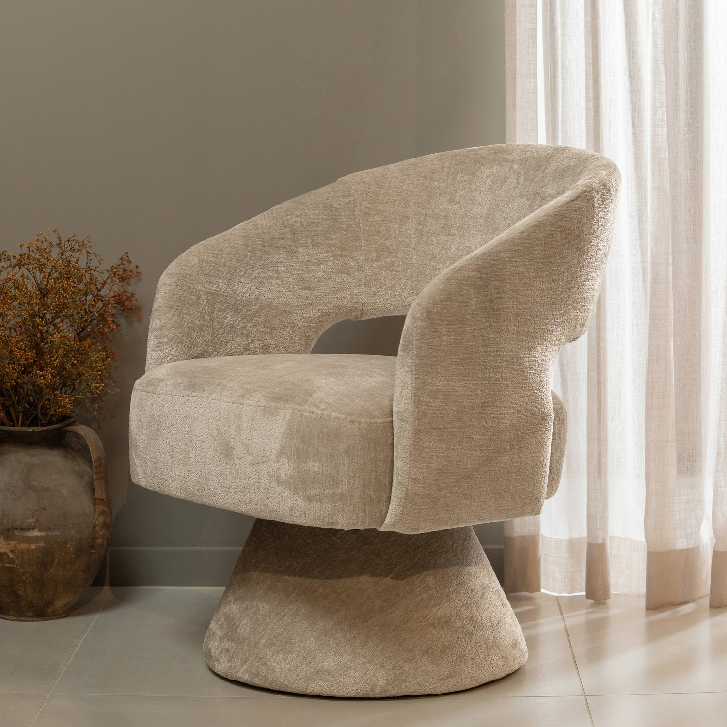 EBBA DRAAIBARE FAUTEUIL CHENILLE NATUREL