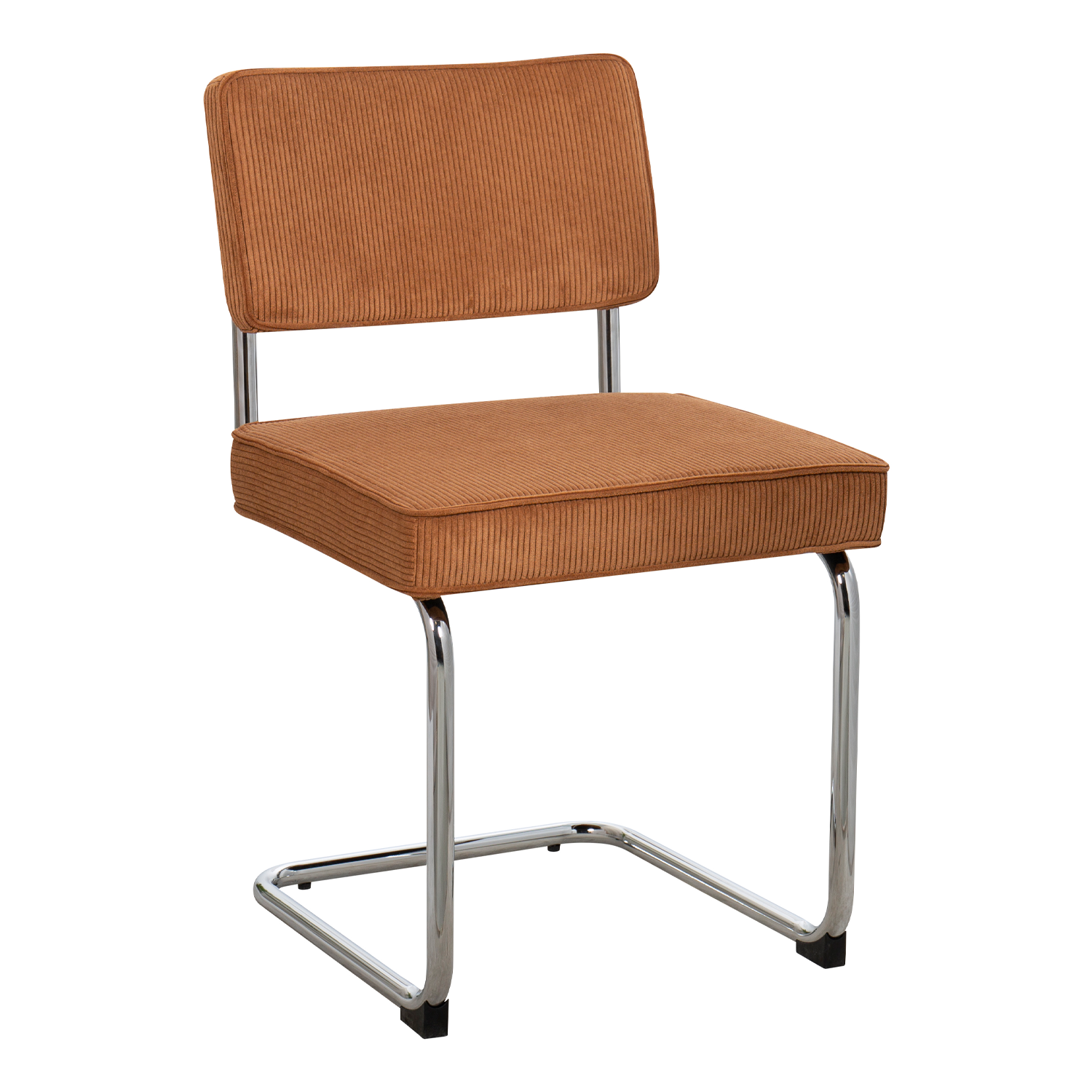 Eetkamerstoel Bauhaus Chrome Rib Cognac