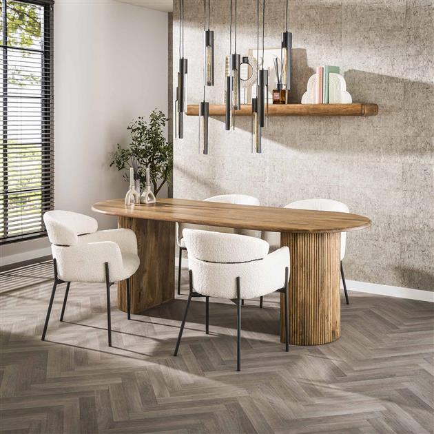 Eetkamertafel 215 wave / Massief mango zandkleur