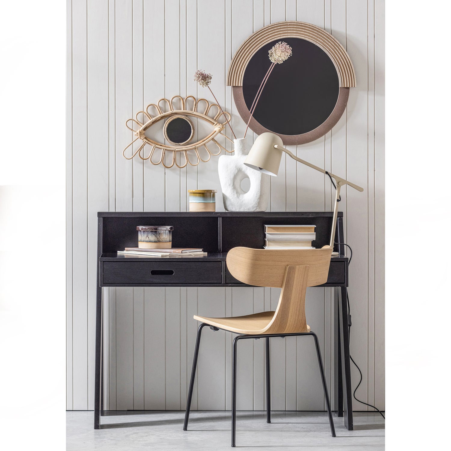 Form Houten Stoel Met Metalen Poot Naturel