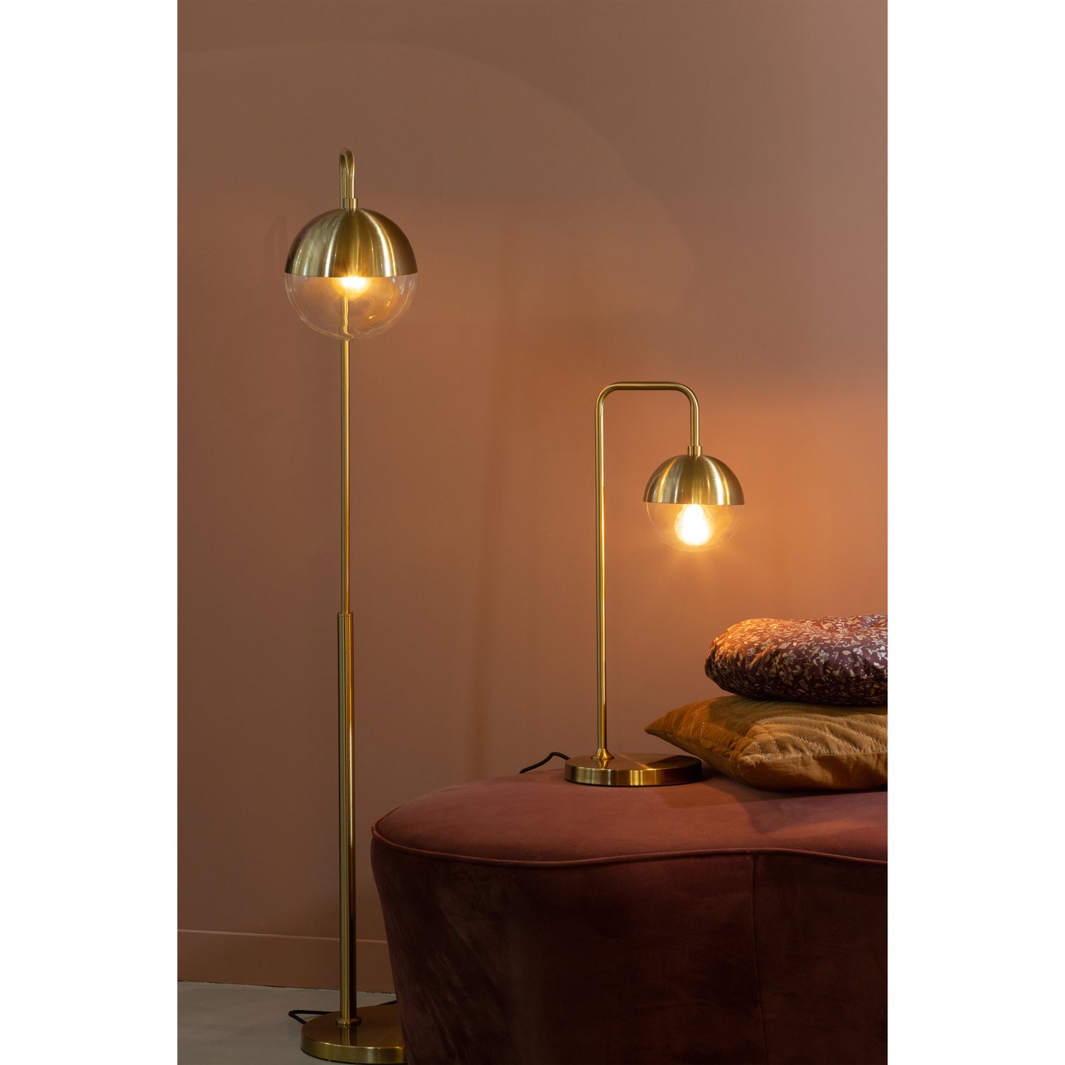 Globular Tafellamp Metaal Antique Brass