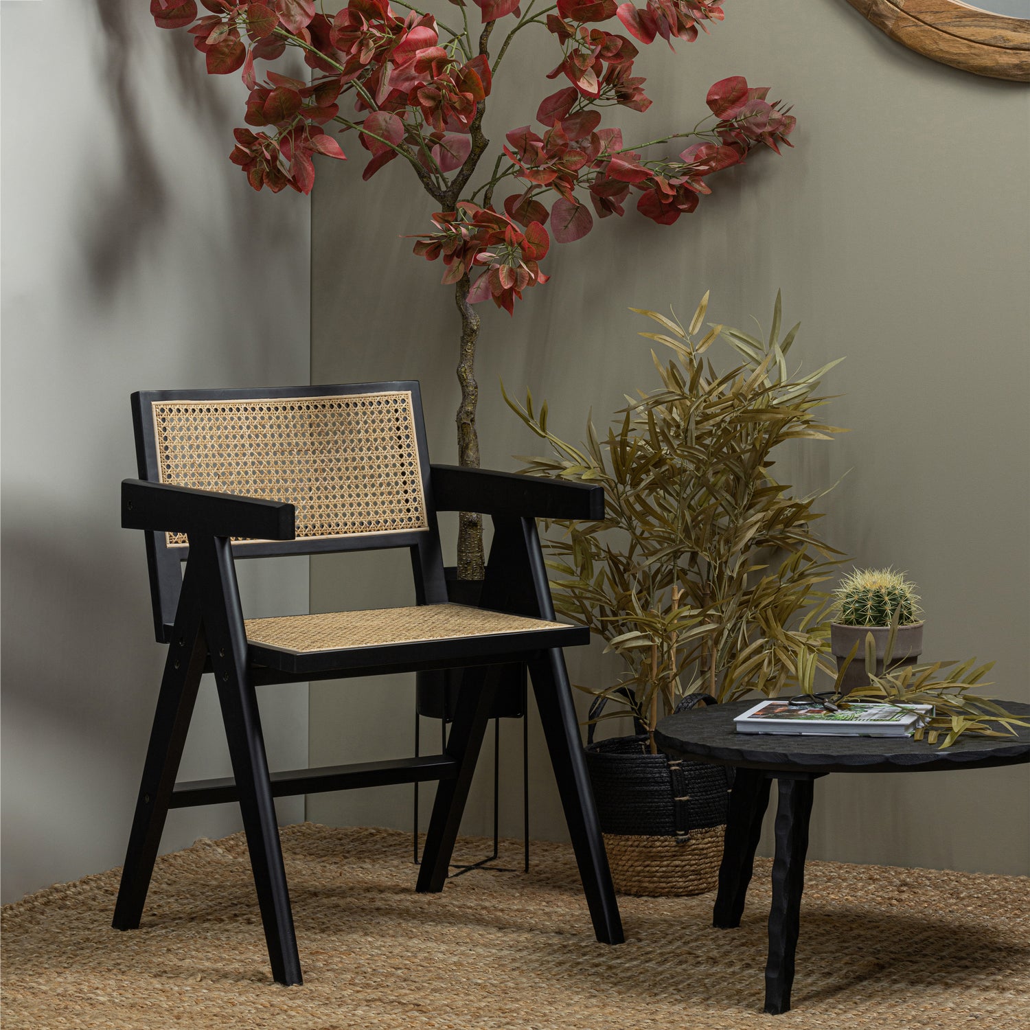 Gunn Eetkamerstoel Rattan / Hout Zwart