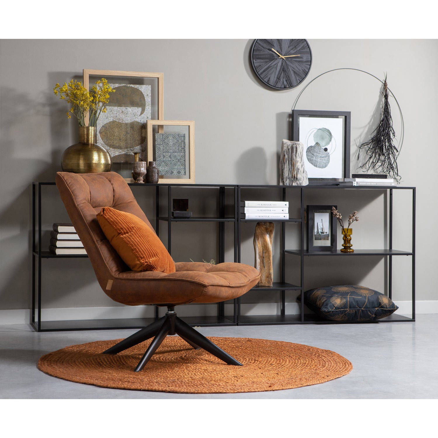 Jouke Draaifauteuil Kunstleer Cognac