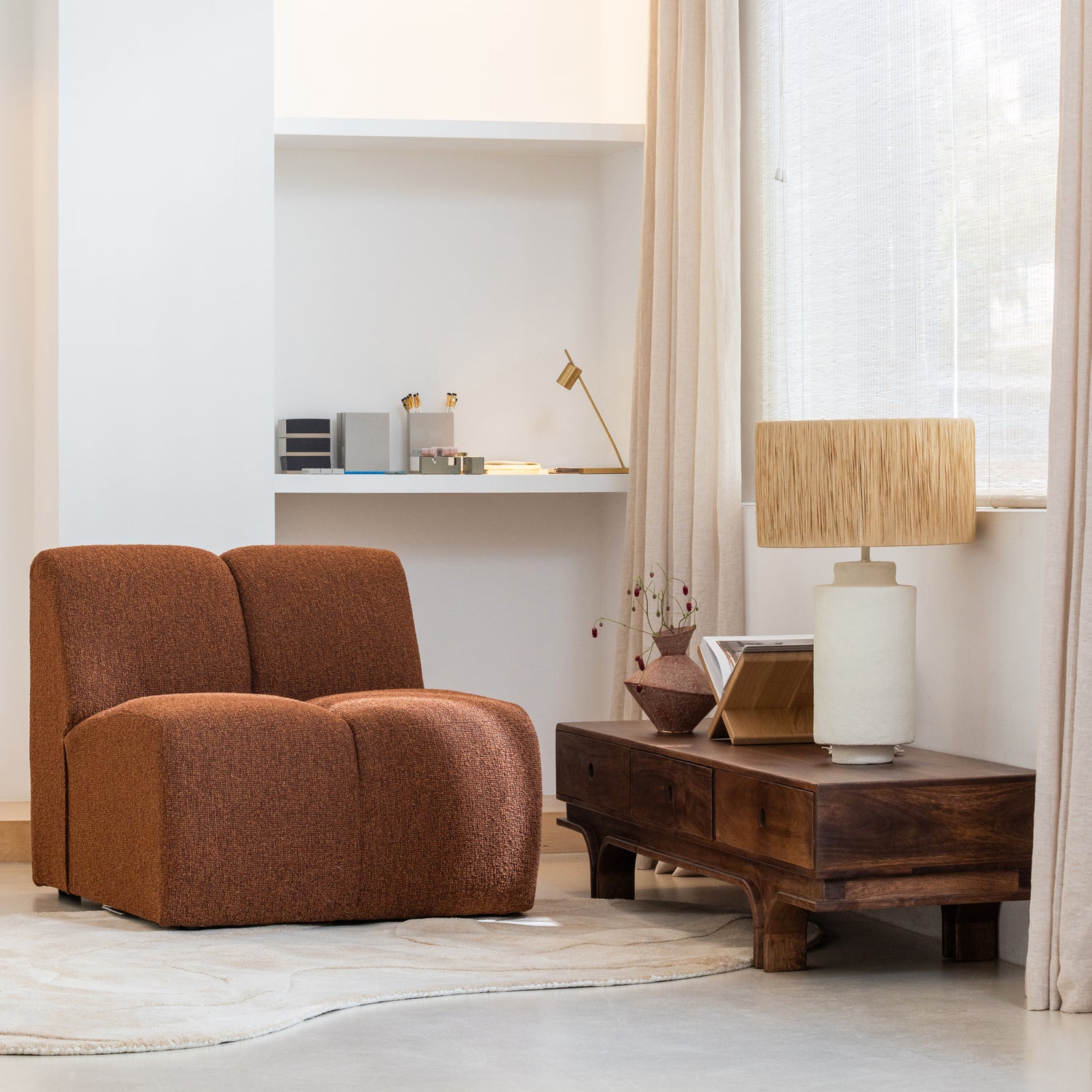MOJO 1-ZITS BOUCLE ROEST BRUIN MELANGE