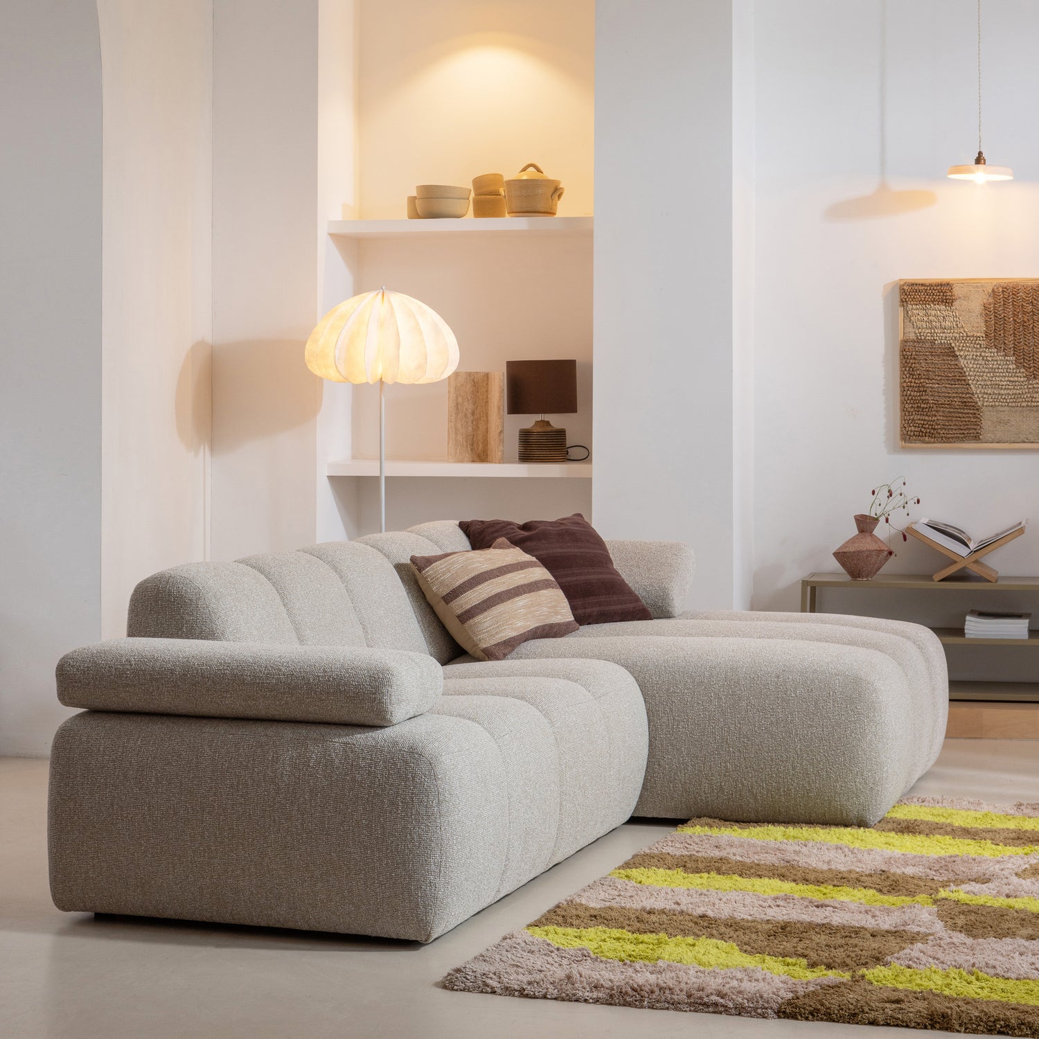 MOJO CHAISE LONGUE ELEMENT RECHTS BOUCLE BEIGE MELANGE
