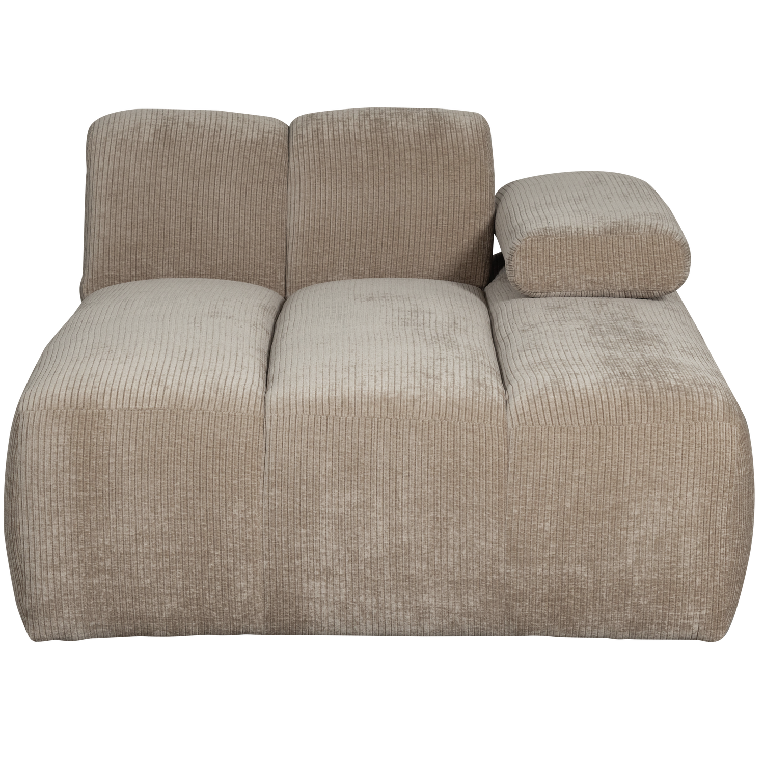 MOJO CHAISE LONGUE ELEMENT RECHTS GEWEVEN RIBSTOF DONKERZAND