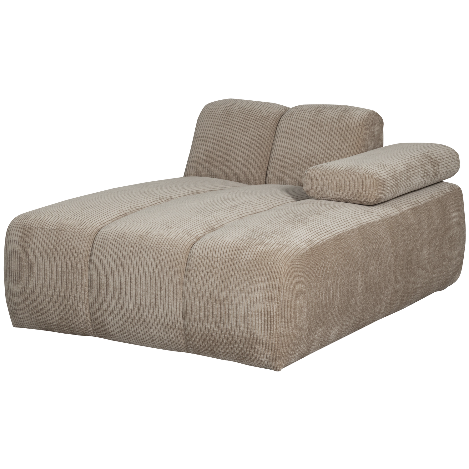 MOJO CHAISE LONGUE ELEMENT RECHTS GEWEVEN RIBSTOF DONKERZAND