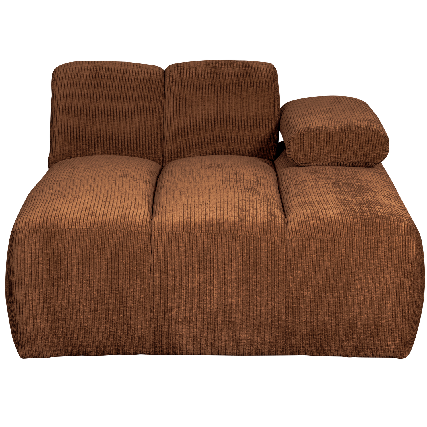 MOJO CHAISE LONGUE ELEMENT RECHTS GEWEVEN RIBSTOF ROESTBRUIN