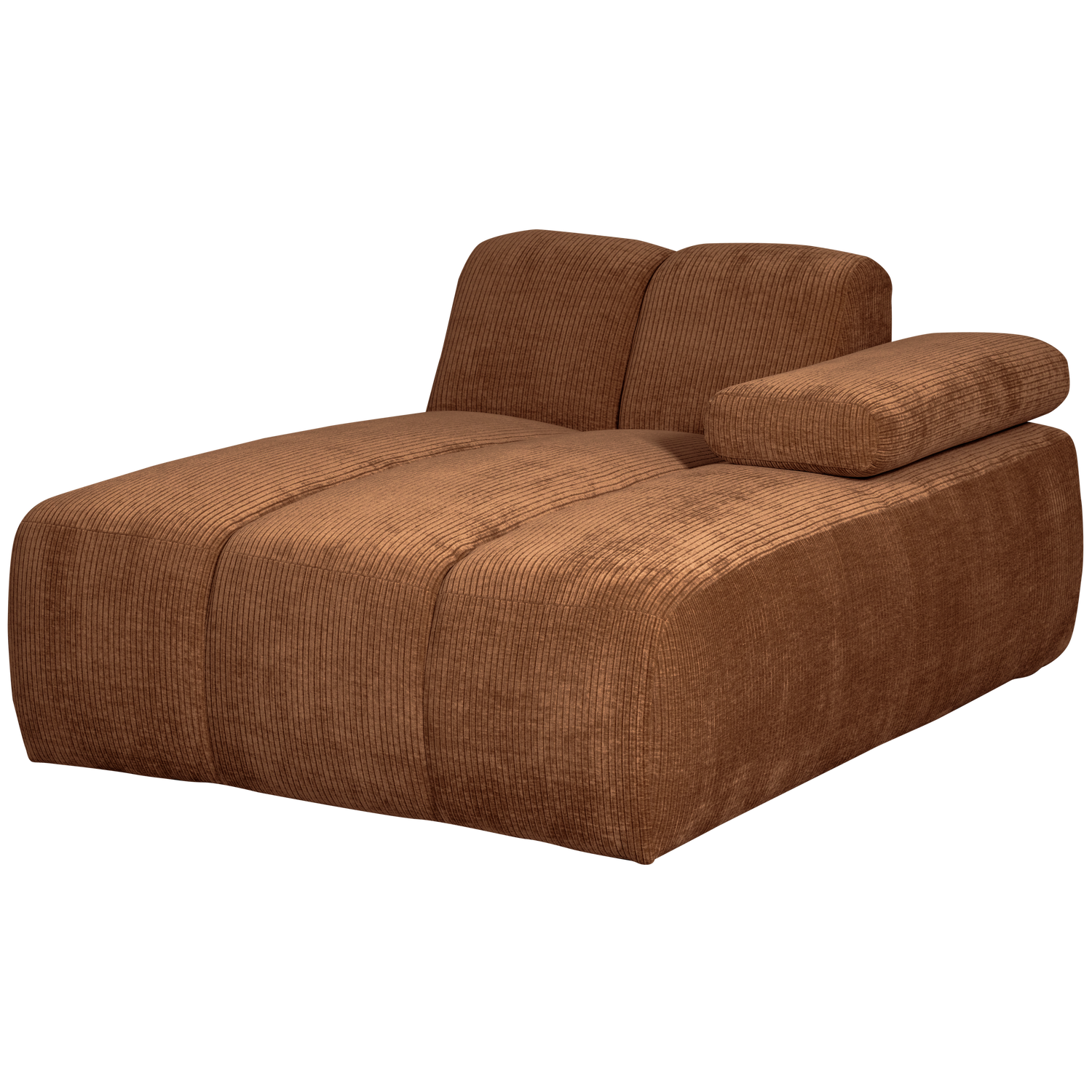 MOJO CHAISE LONGUE ELEMENT RECHTS GEWEVEN RIBSTOF ROESTBRUIN