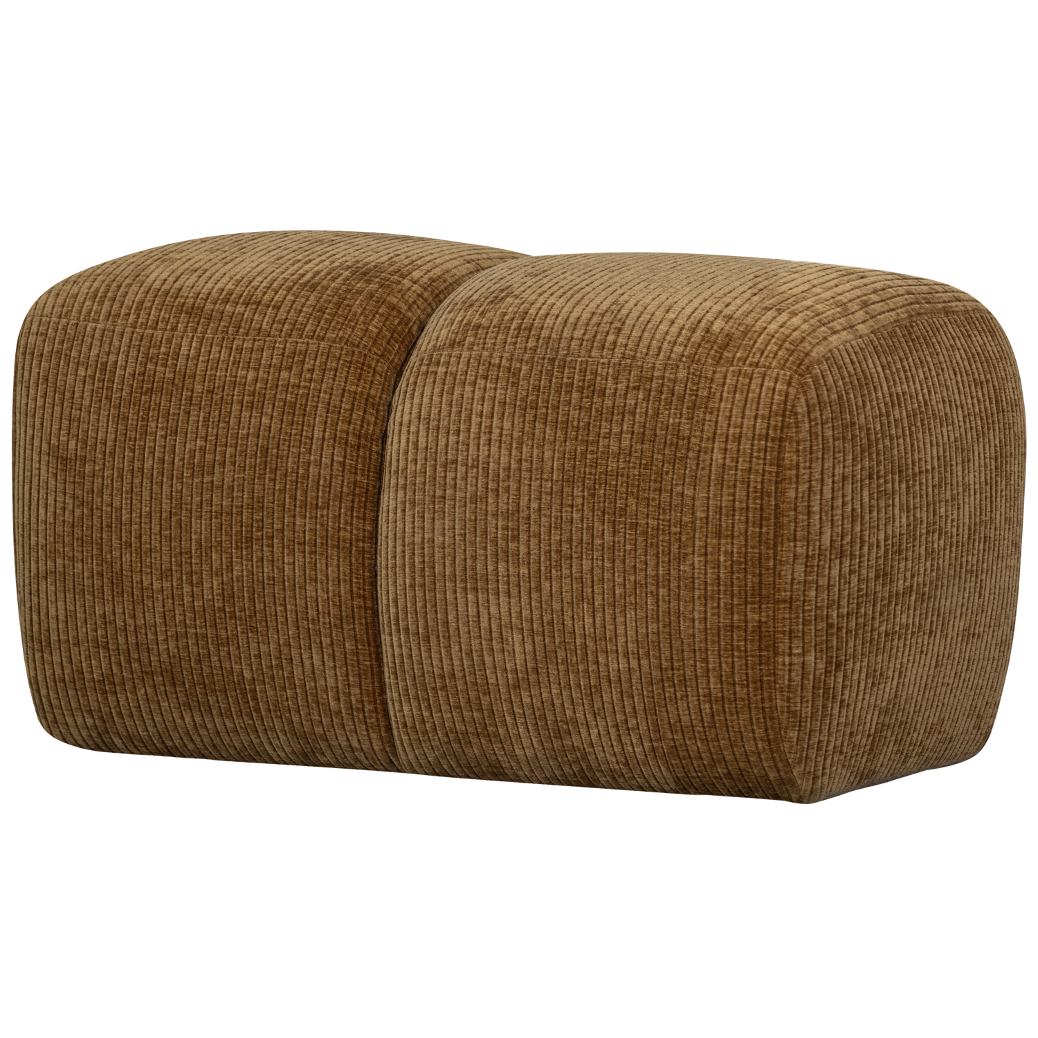 MOJO POEF 45x80x60CM GEWEVEN RIBSTOF HONING GEEL
