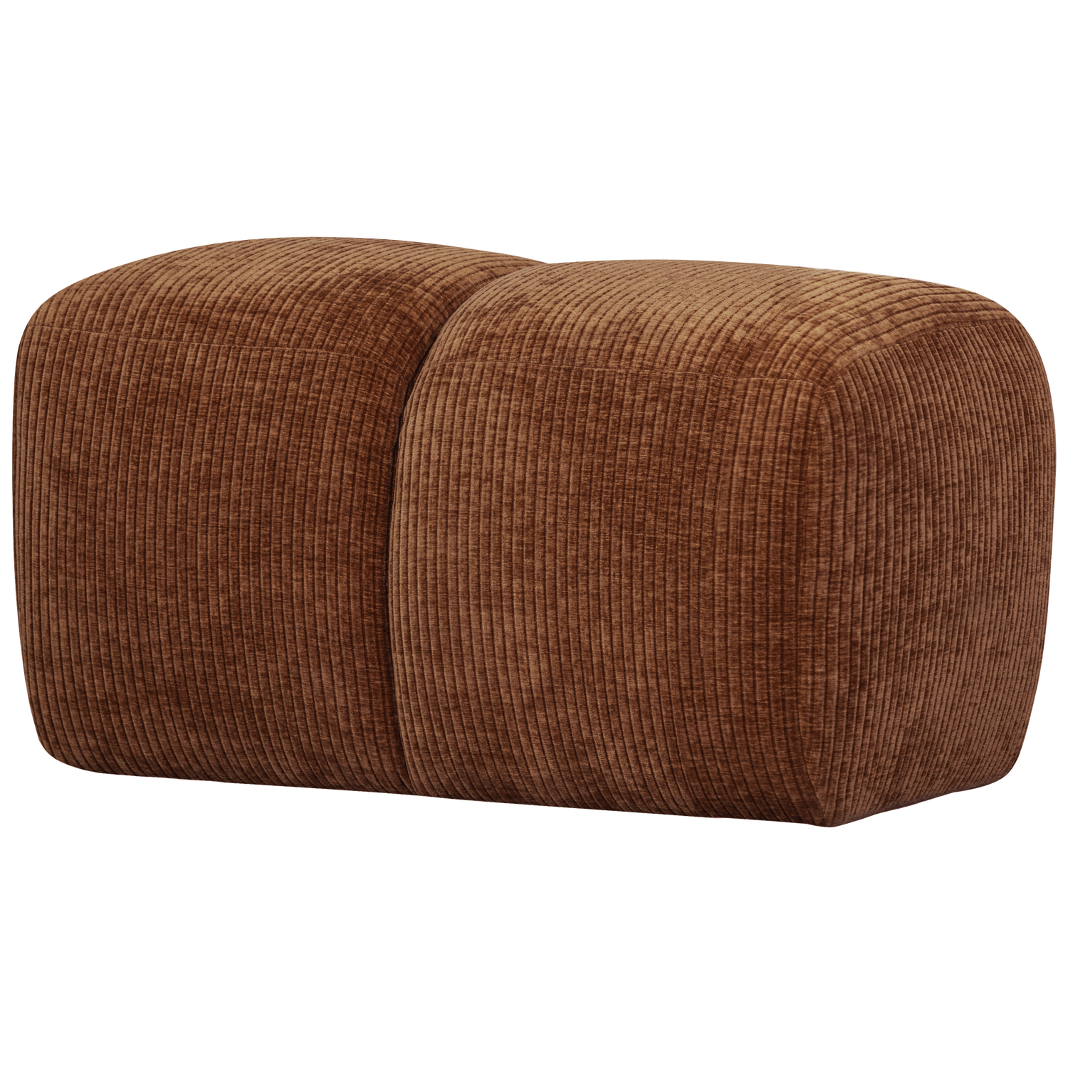 MOJO POEF 45x80x60CM GEWEVEN RIBSTOF ROEST BRUIN