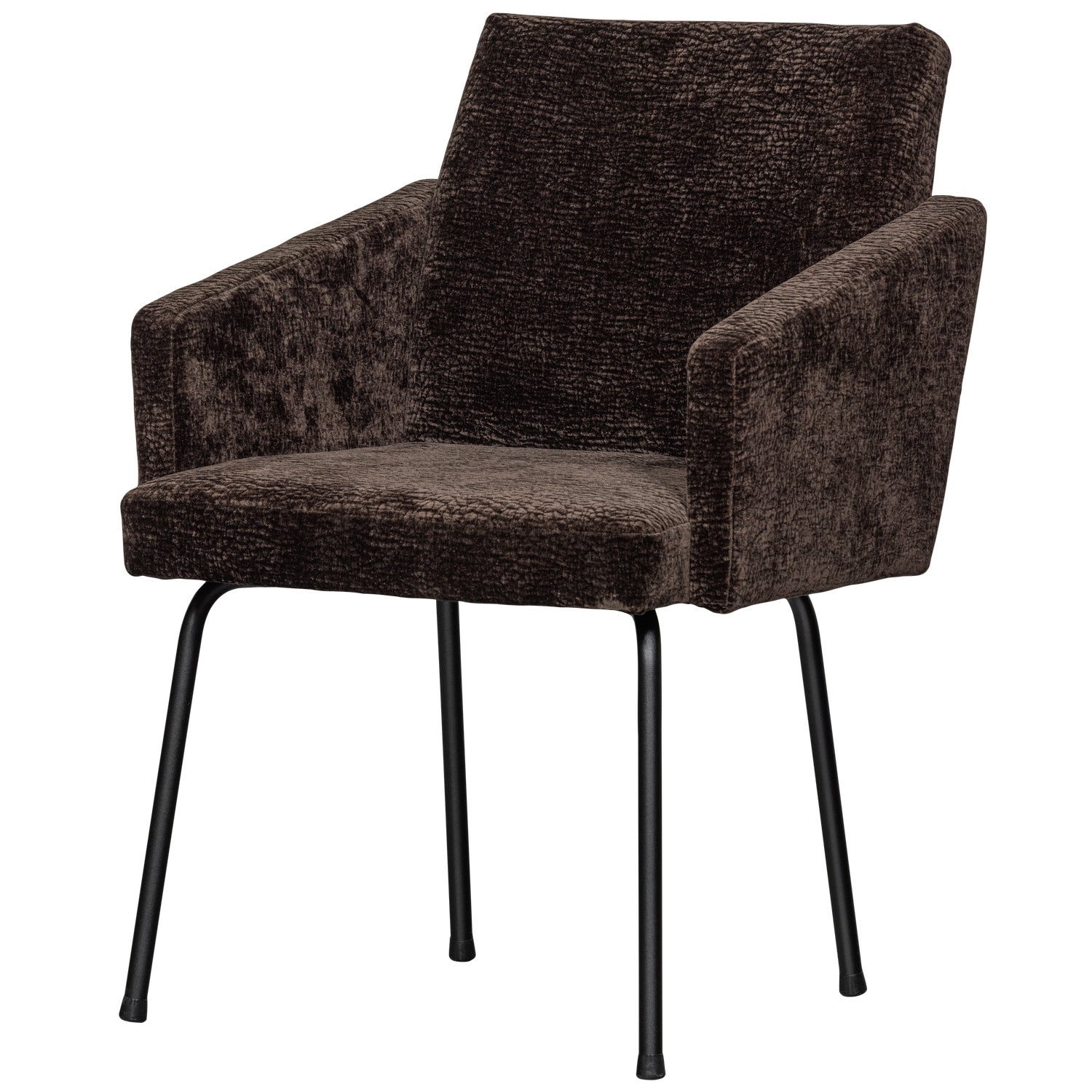 MOUNT EETKAMERSTOEL MET ARMLEUNING 3D CHENILLE DONKERBRUIN