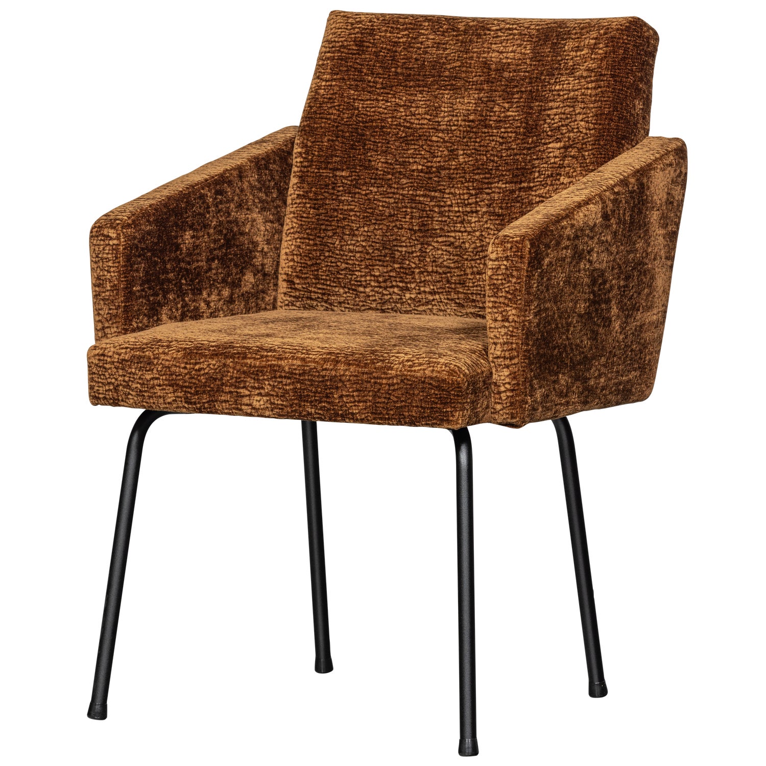 MOUNT EETKAMERSTOEL MET ARMLEUNING 3D CHENILLE MIDDEN BRUIN