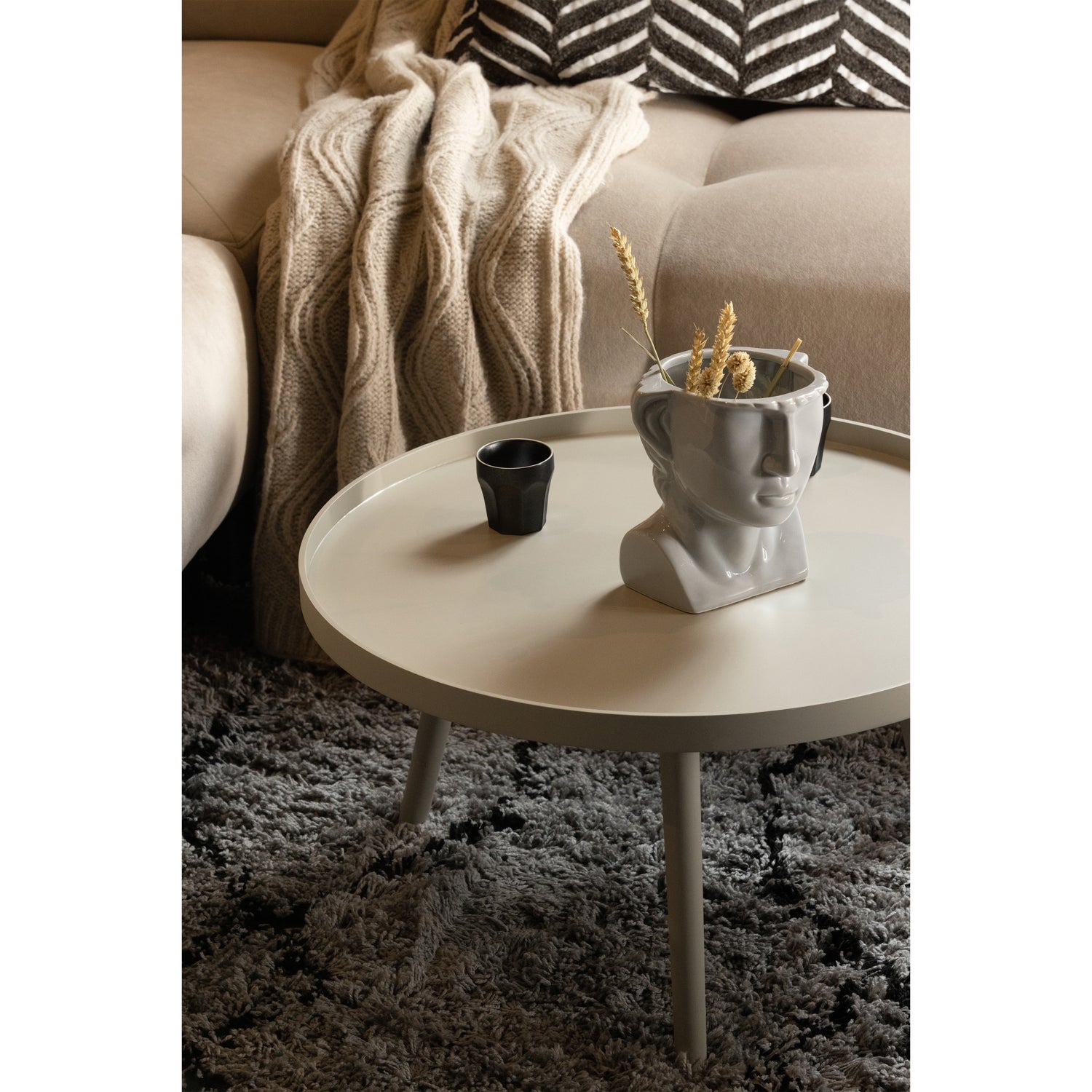 Mesa Bijzettafel L Hout Antique Beige 34 X Ø60