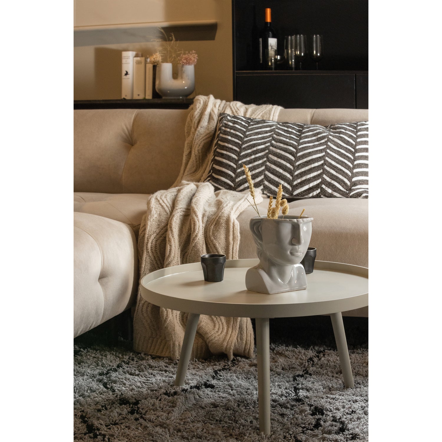 Mesa Bijzettafel L Hout Antique Beige 34 X Ø60