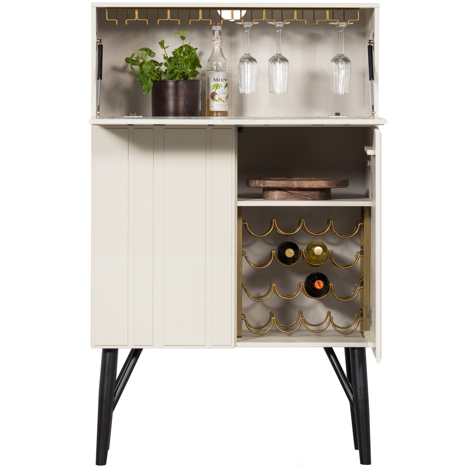 Miller Drankkast Grenen Met Glas-/wijnrek Dust [fsc]